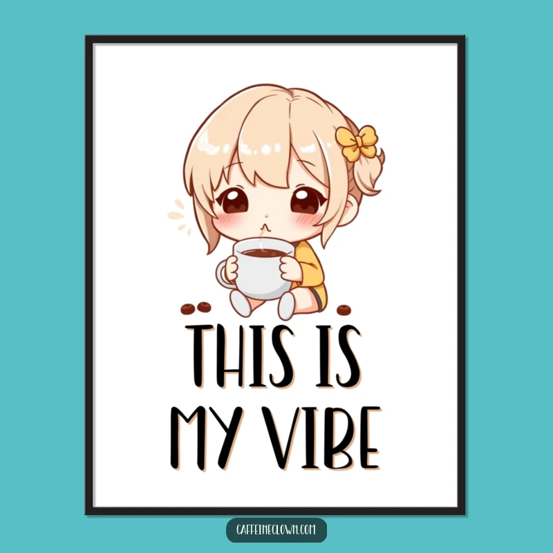 Funny Blissful Coffee Aroma Poster - Wall Art Decor Gift for Coffee Aficionados