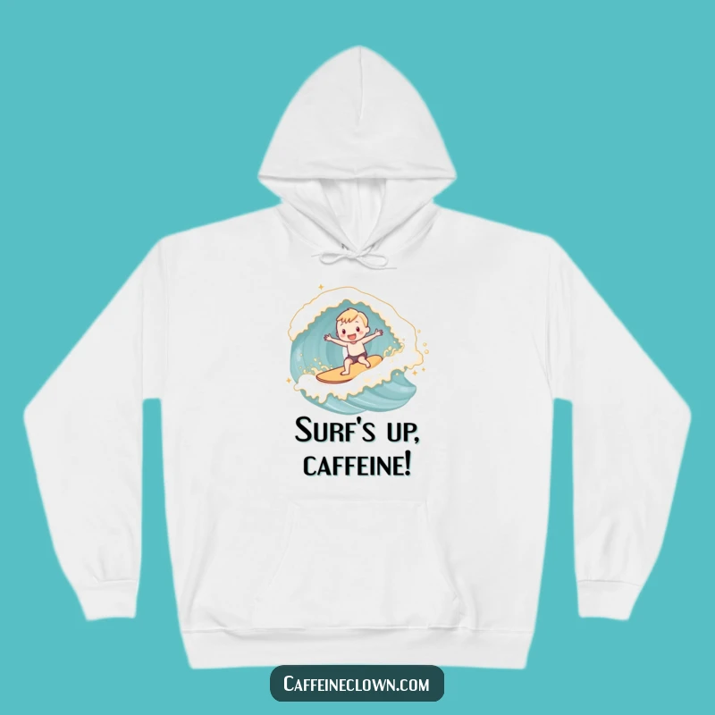 Cozy Funny Latte Foam Surfer Hoodie: Surf & Stay Warm