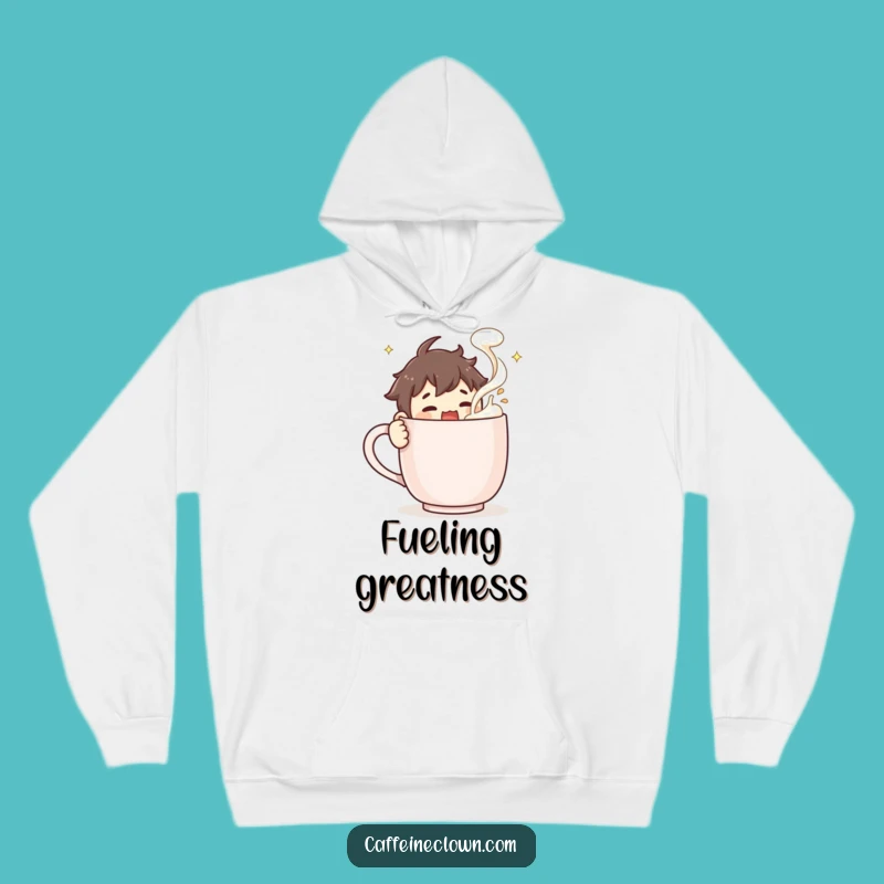 Funny Hoodie: Giant Coffee Stirring Character, Froth Flying - Cozy & Hilarious Gift!