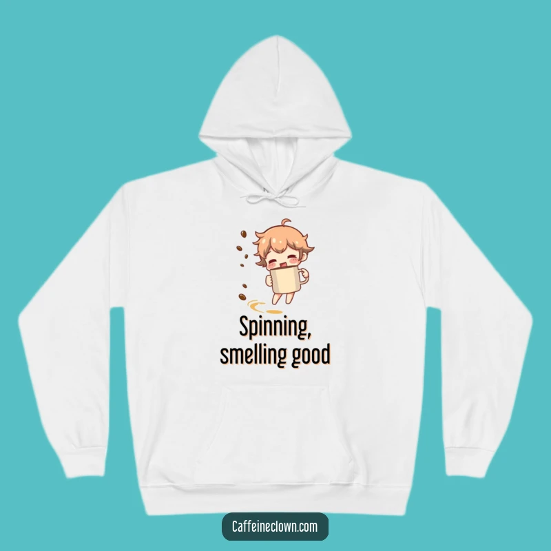 Funny Coffee Spin Hoodie - Cozy Aroma Trail Character Gift