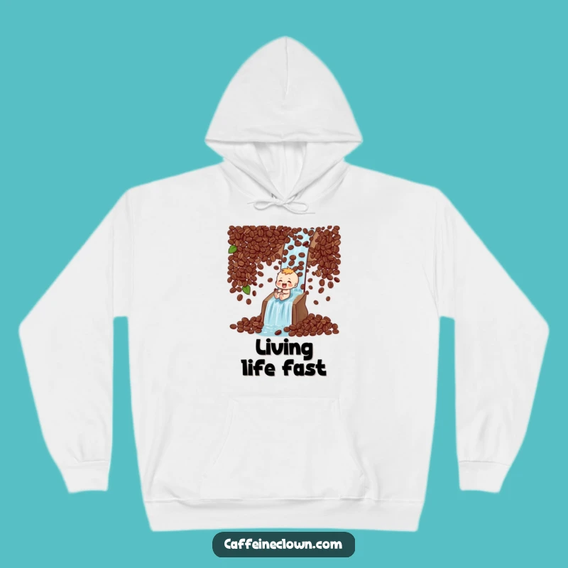 Funny Hoodie: Coffee Bean Waterfall Character - Cozy Adventure Gift!