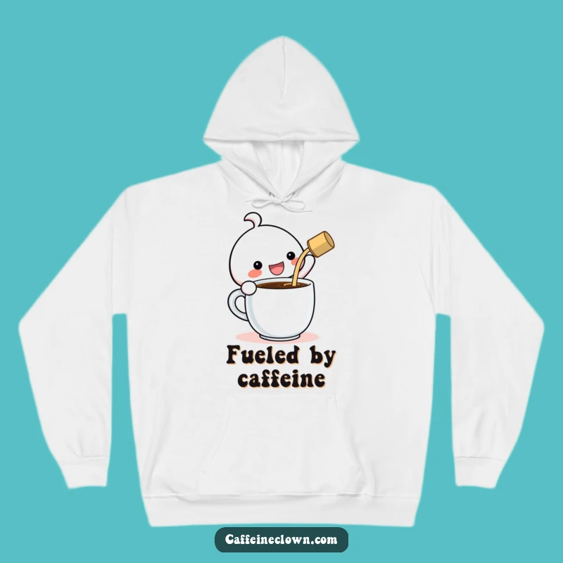 Funny Kawaii Hoodie: Gigantic Coffee Cup Pouring, Cozy & Hilarious Gift!