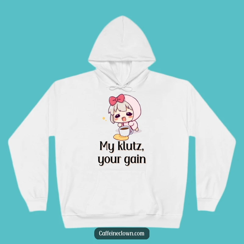 Funny Coffee Spill Hoodie - Cozy Clumsy Character Gift