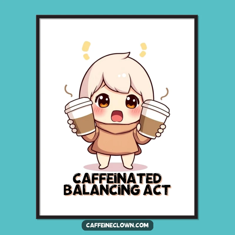 Funny Free Printable Wall Art: Juggling Coffee Surprise Downloadable Art