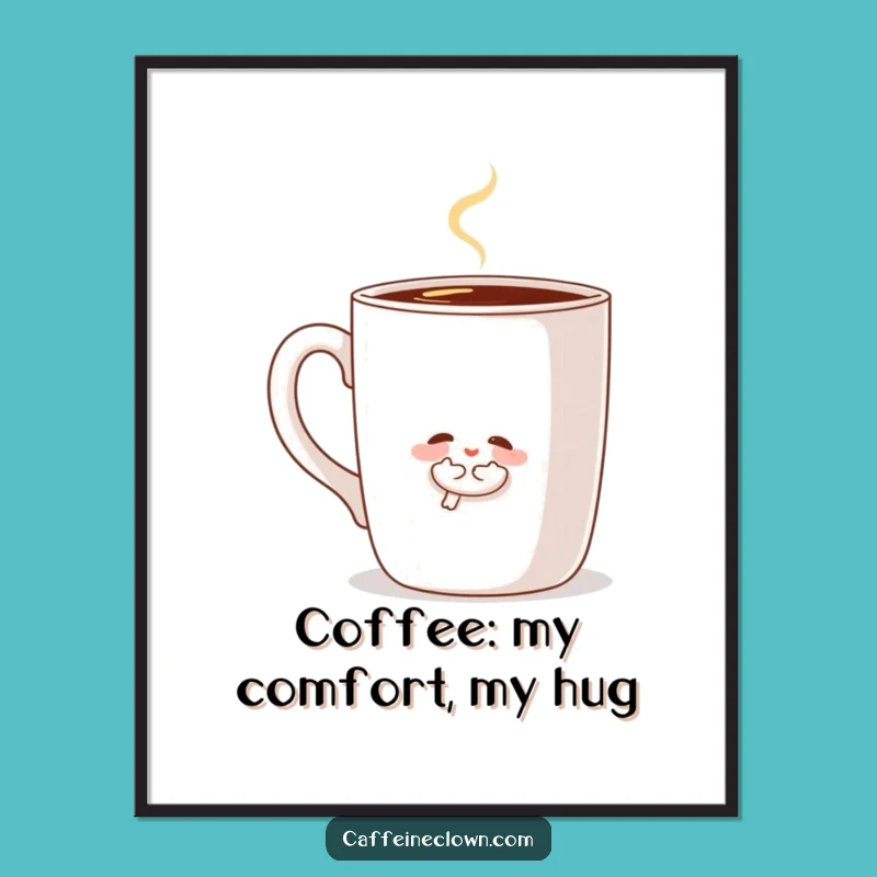 Funny Free Printable Wall Art: Coffee Hug, Downloadable Cozy Decor