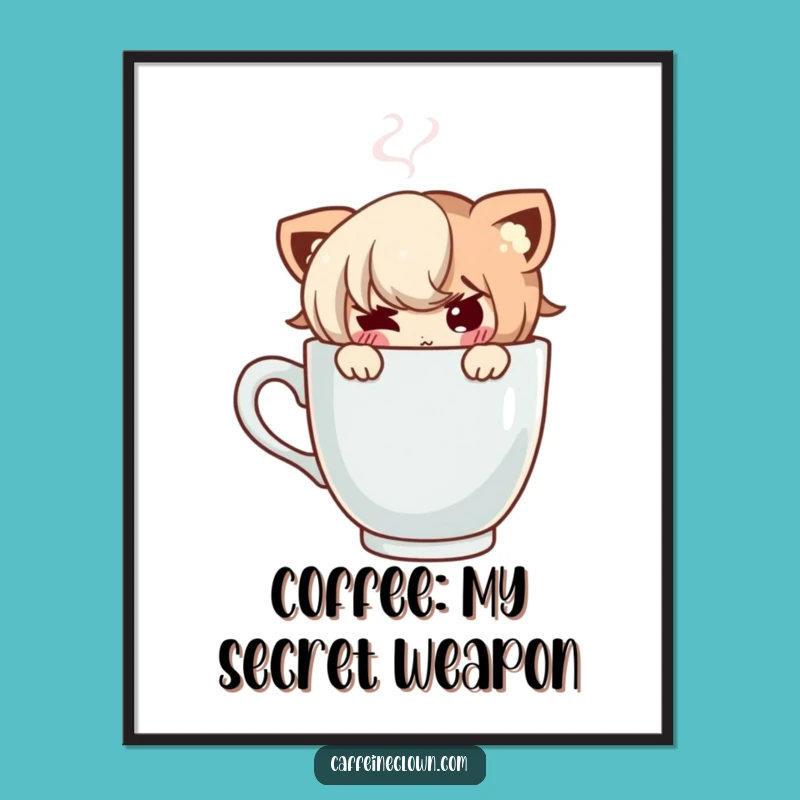 Funny Free Printable Wall Art - Coffee Peek, Downloadable Decor