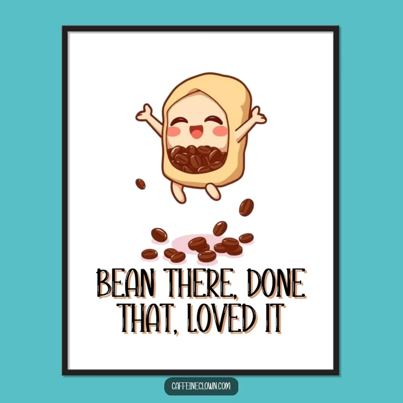 Free Printable Wall Art: Bubbly Coffee Bean Burst, Downloadable Energetic Decor for Coffee Lovers