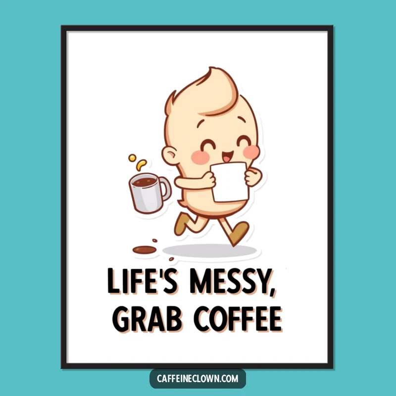 Free Printable Wall Art: Chaotic Coffee Runner, Funny Downloadable Art