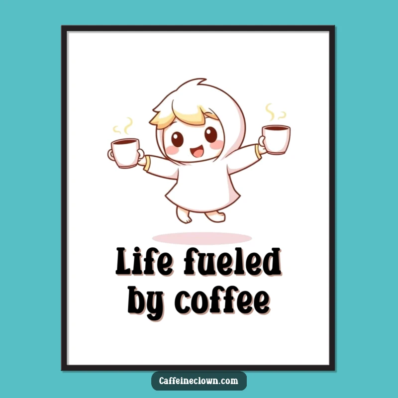 Free Printable Wall Art: Energetic Coffee Dancer Humorous Downloadable Decor