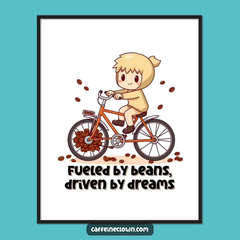 Funny Free Printable Wall Art: Coffee Bean Bike for a Whimsical, Energetic Room