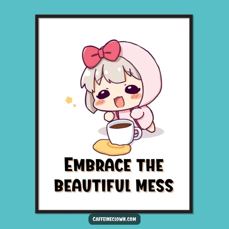 Funny Free Printable Wall Art - Coffee Spill, Downloadable Decor