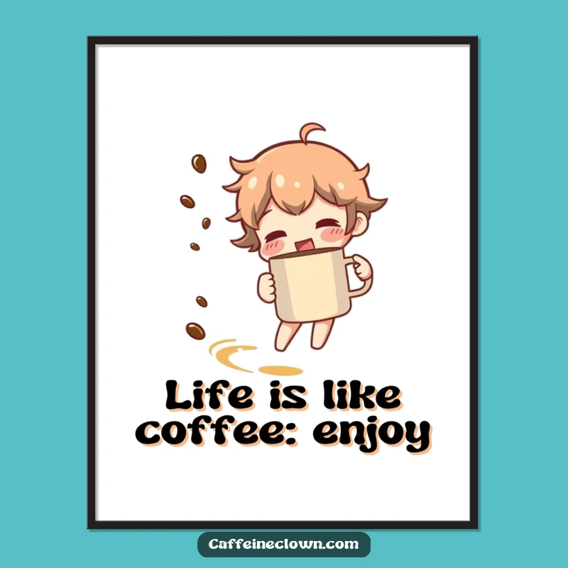 Funny Free Printable Wall Art - Coffee Spin, Downloadable Decor