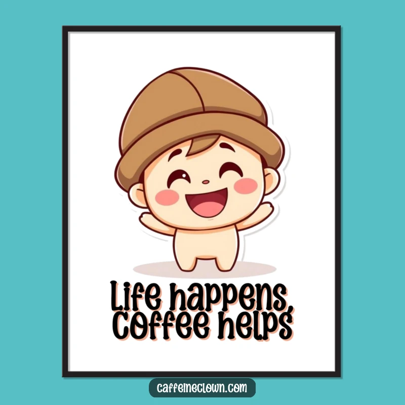 Funny Free Printable Wall Art: Grinning Coffee Bean Pal for a Cheerful, Quirky Home