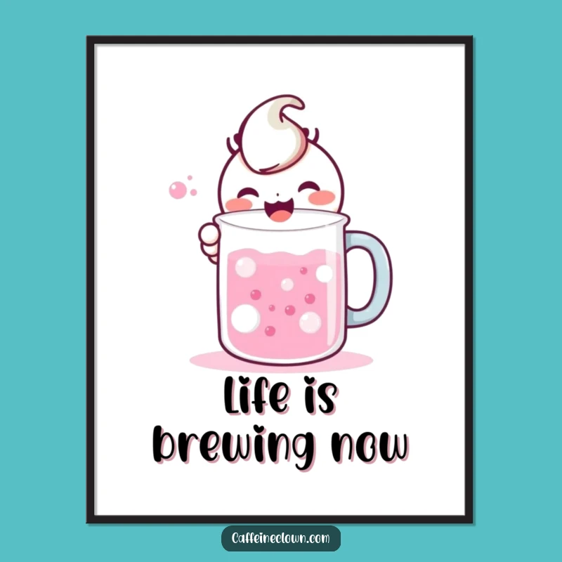 Funny Free Printable Wall Art: Kawaii Mixologist Character, Downloadable Decor