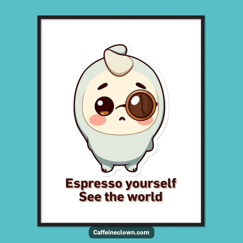 Funny Free Printable Wall Art: Surprised Coffee Bean Monocle - Downloadable Art!