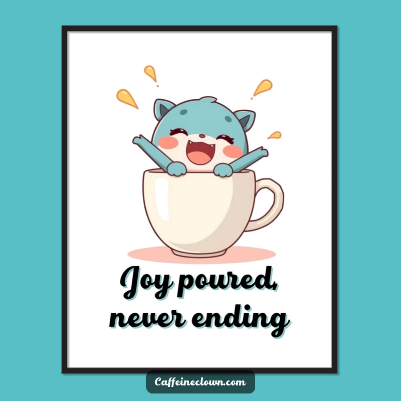 Free Printable Wall Art: Coffee Cup Burst Joy Funny Downloadable Decor