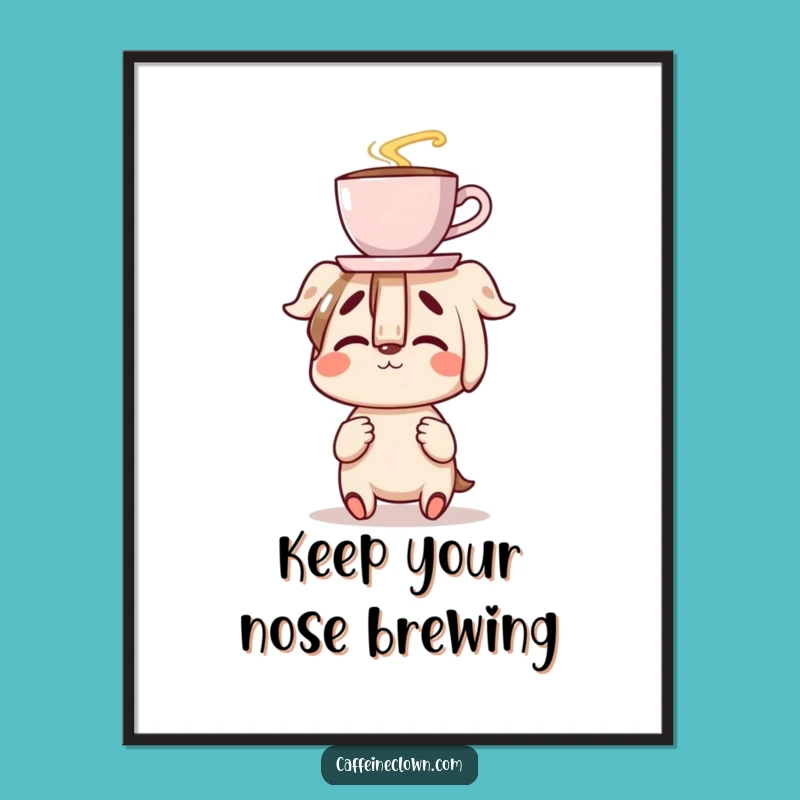 Free Printable Wall Art: Clumsy Coffee Balance Character Whimsical Art