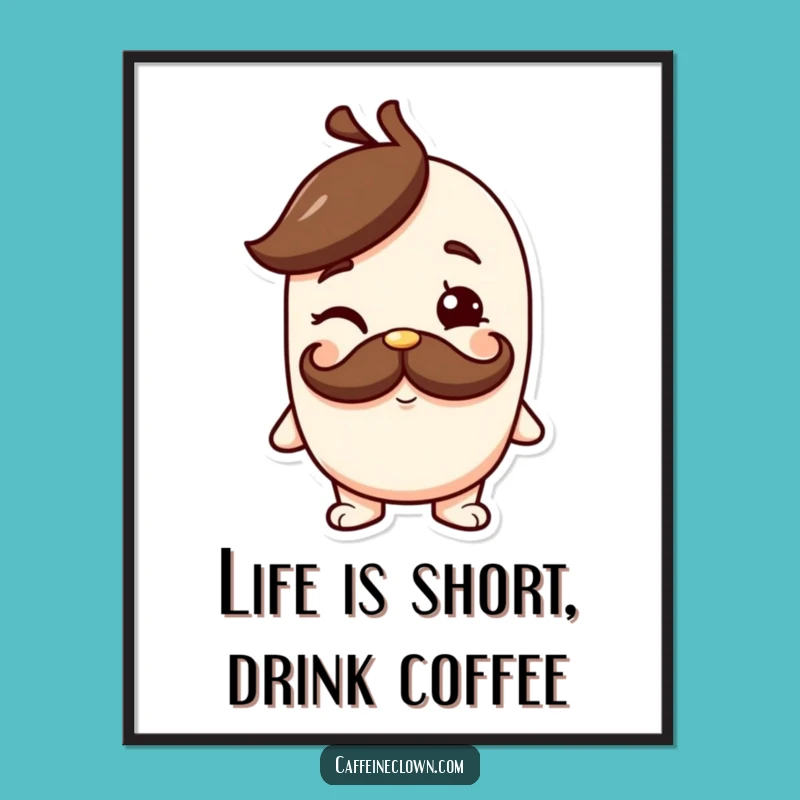 Funny Free Printable Wall Art: Winking Coffee Character for a Stylish Downloadable Poster