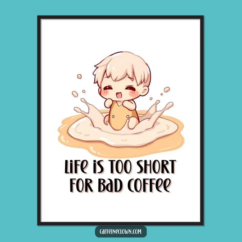 Funny Free Printable Wall Art - Latte Art Splash, Downloadable Decor Gift