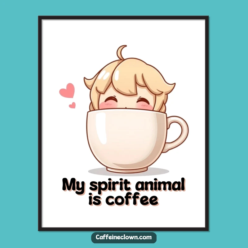 Free Printable Wall Art: Big Coffee Cup Character Funny Downloadable Art