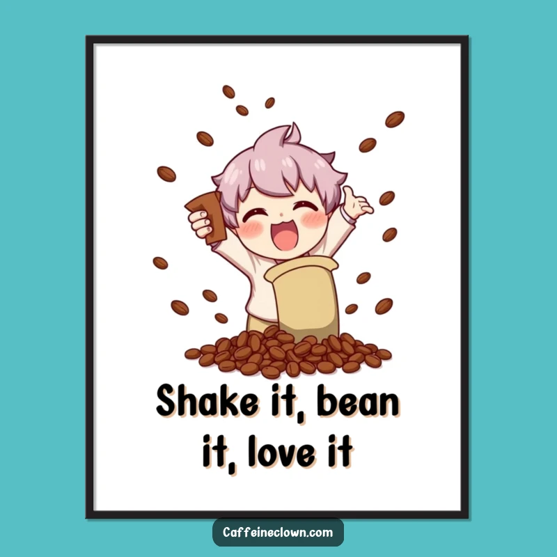 Funny Free Printable Wall Art Coffee Lover Character, Humorous Downloadable Decor