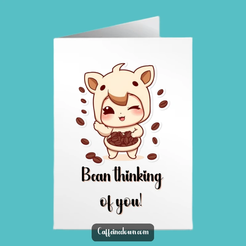 Free Printable Birthday Card: Winking Coffee Bean Juggler, Hilarious Downloadable Gift