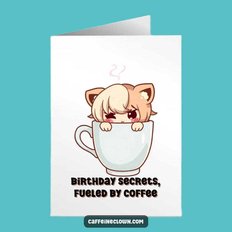 Mischievous Free Printable Birthday Card - Coffee Peek, Funny Downloadable Gift