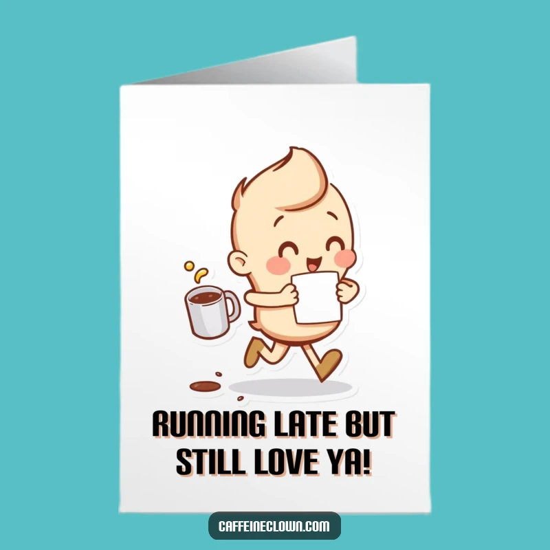 Free Printable Birthday Card: Chaotic Coffee Runner, Funny Downloadable Gift