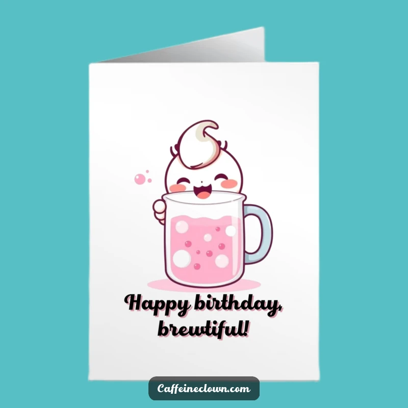 Free Printable Birthday Card: Kawaii Mixologist Character, Funny Downloadable Gift