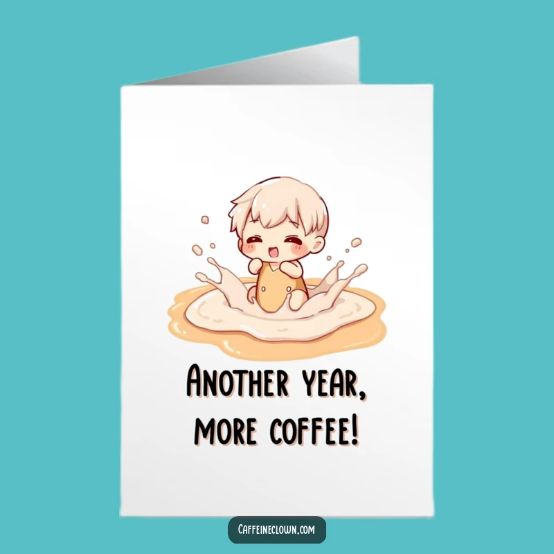 Funny Free Printable Birthday Card - Latte Art Splash, DIY Downloadable Gift