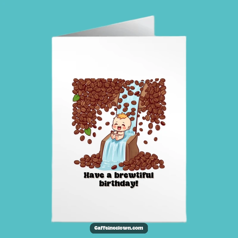 Free Printable Birthday Card: Coffee Bean Waterfall Fun, Downloadable Laughs!