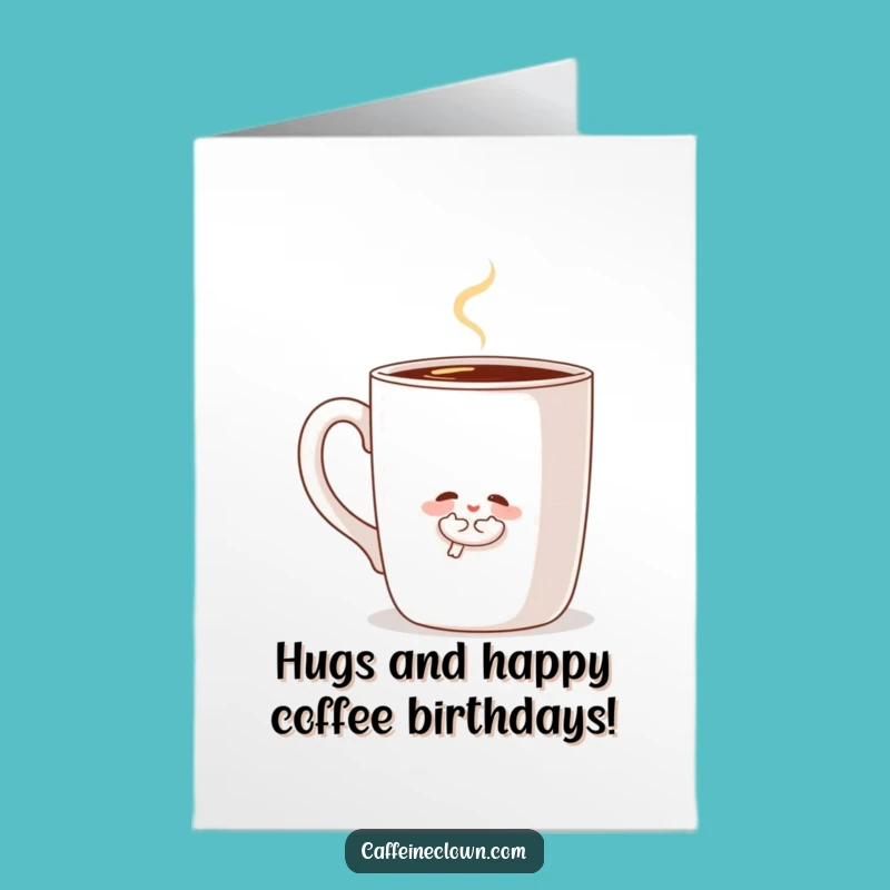 Free Printable Birthday Card: Cozy Coffee Hug, Funny Downloadable Gift