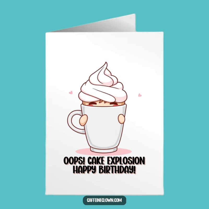 Free Printable Birthday Card: Whipped Cream Mishap Character - Funny Gift!