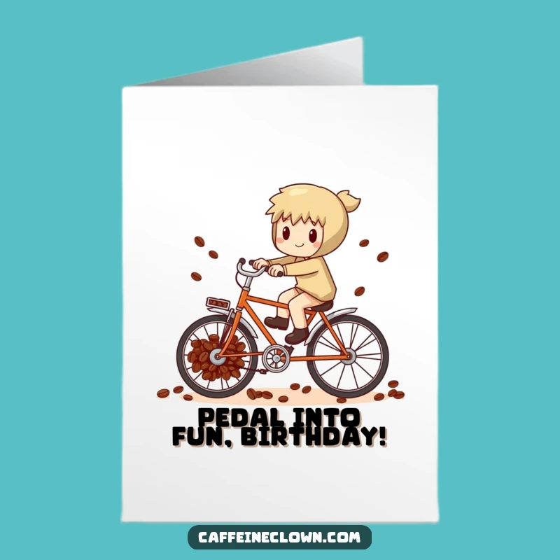 Free Printable Birthday Card: Funny Coffee Bean Bike Ride for a Quirky Celebration