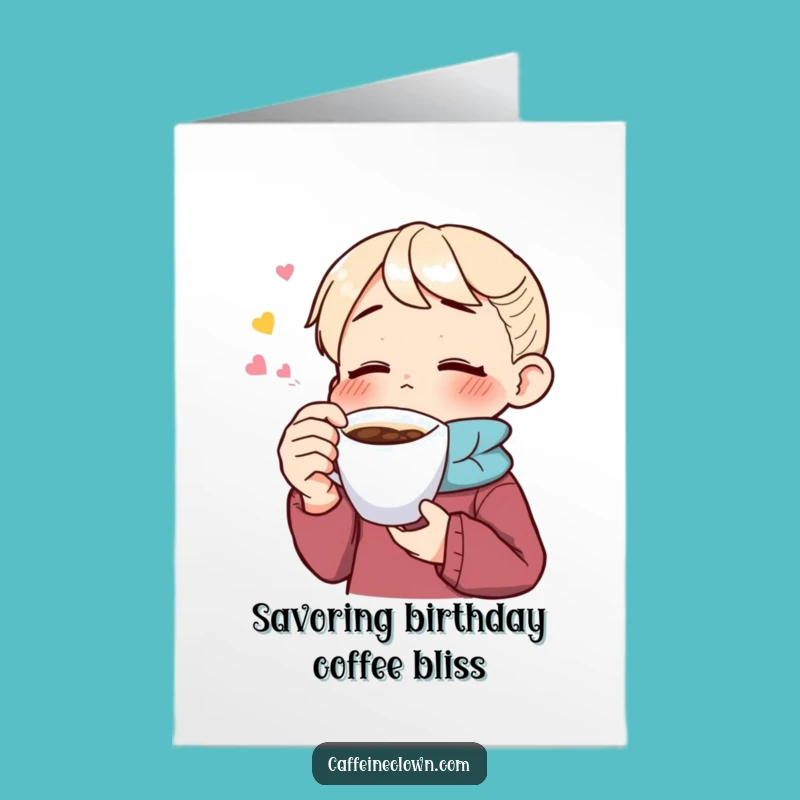 Free Printable Birthday Card: Coffee Bliss Moment, Funny Downloadable Gift