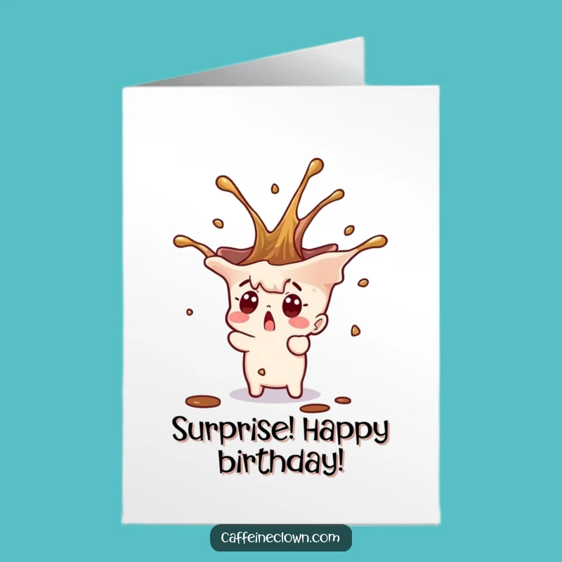 Free Printable Birthday Card: Shocking Coffee Splash Surprise for a Fun Celebration