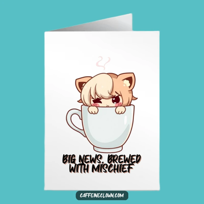 Congrats Free Printable Card - Coffee Peek, Funny Downloadable Gift