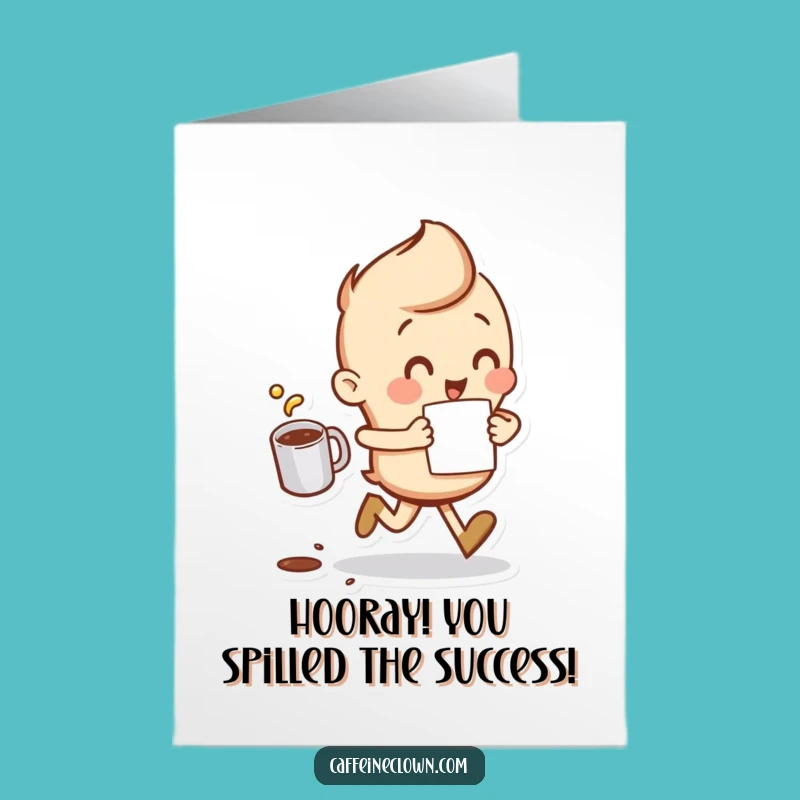 Free Printable Congrats Card: Busy Coffee Runner, Funny Downloadable Gift