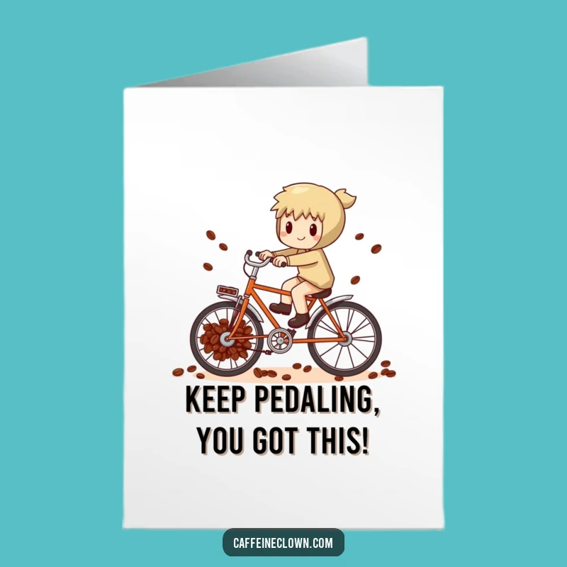 Free Printable Congrats Card: Coffee Bean Bike Power for Your Big Achievement!