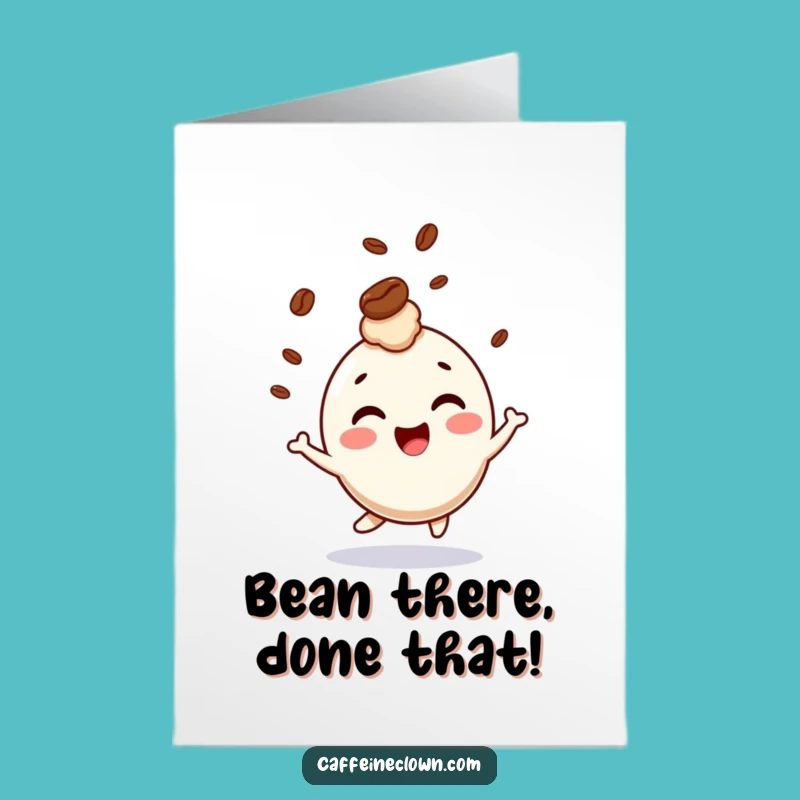 Free Printable Congrats Card: Coffee Bean Bounce Character Funny Downloadable Gift