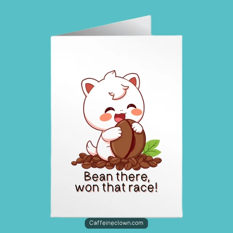 Free Printable Congrats Card: Giggling Coffee Bean Character, Funny Downloadable Gift
