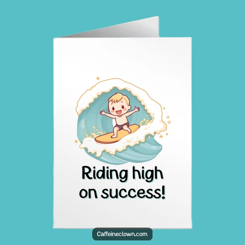 Free Printable Congrats Card: Surfing Success on a Latte Foam Wave!