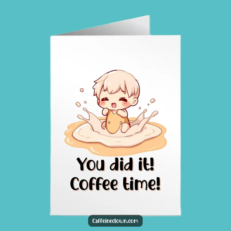Congrats Free Printable Card - Latte Art Splash, Funny Downloadable Gift