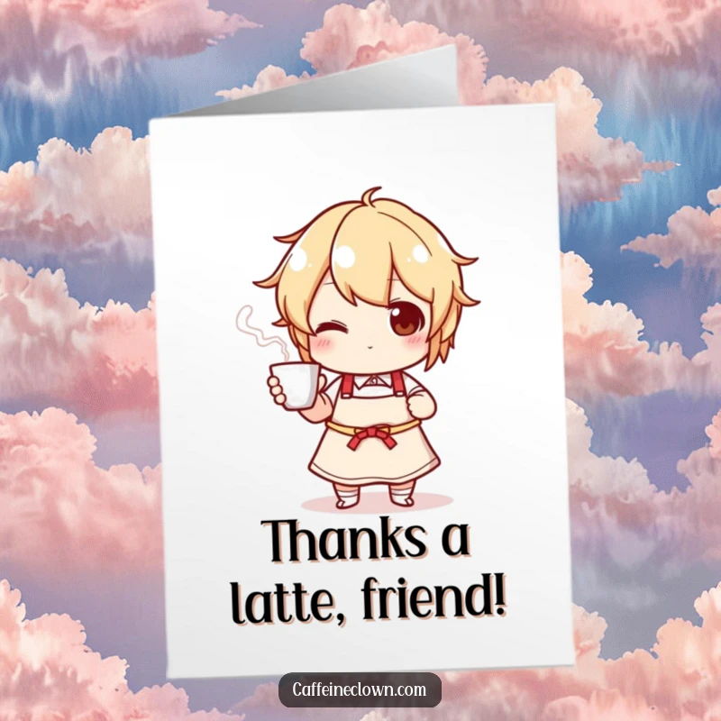 Funny Free Printable Thank You Card: A chef character in an apron offers a steaming cup with genuine thanks.