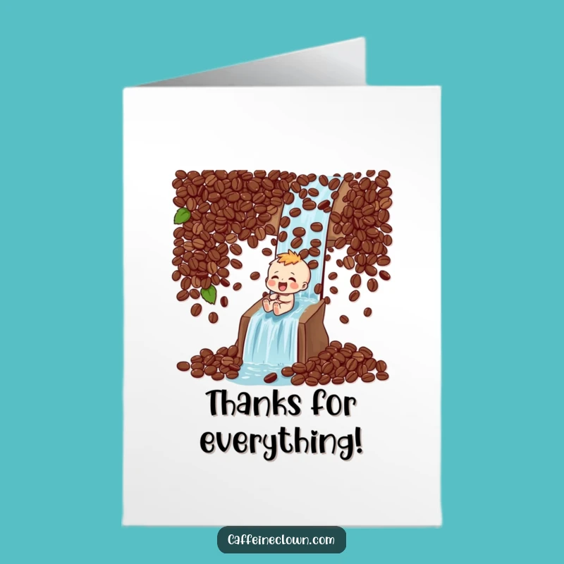 Free Printable Thank You Card: Coffee Bean Slide, Funny Downloadable Gratitude!