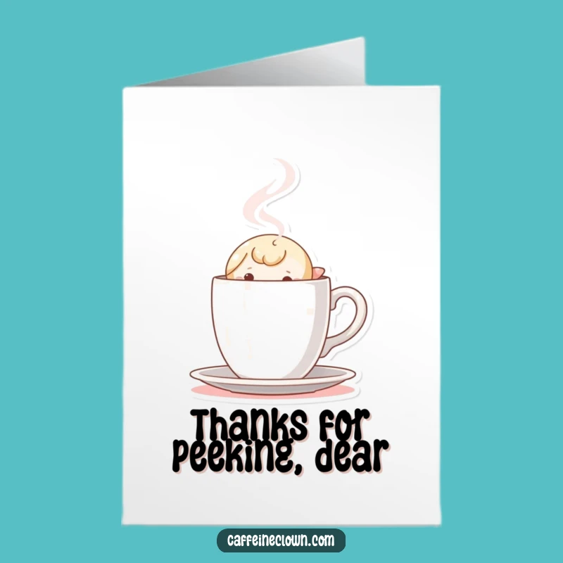 Free Printable Thank You Card: Curious Coffee Peeker, Adorable Downloadable Gift