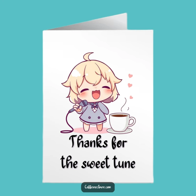 Free Printable Thank You Card Funny Singing Coffee Lover, Adorable DIY Gift