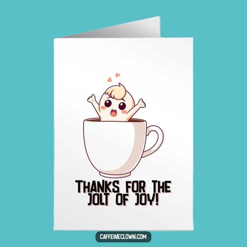 Free Printable Thank You Card: Surprised Coffee Character Expressing Gratitude Hilariously!