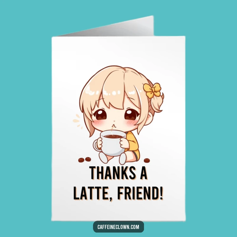Free Printable Thank You Card: Blissful Coffee Character, Funny Downloadable Gift