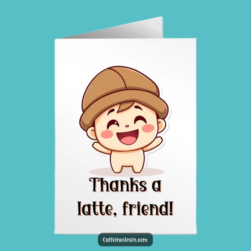 Free Printable Thank You Card: Grateful Coffee Bean Pal Says Thanks with a Smile